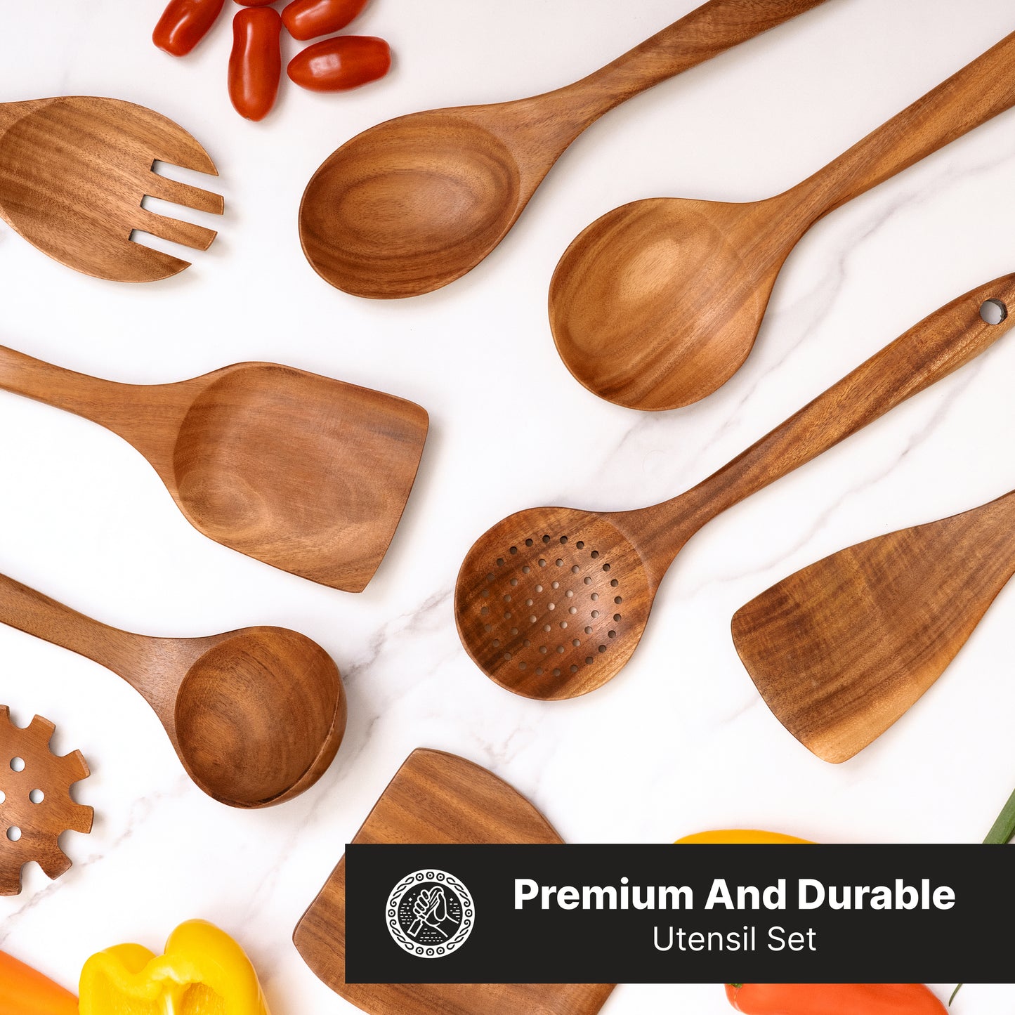 9-Piece Teak Wood Utensils set