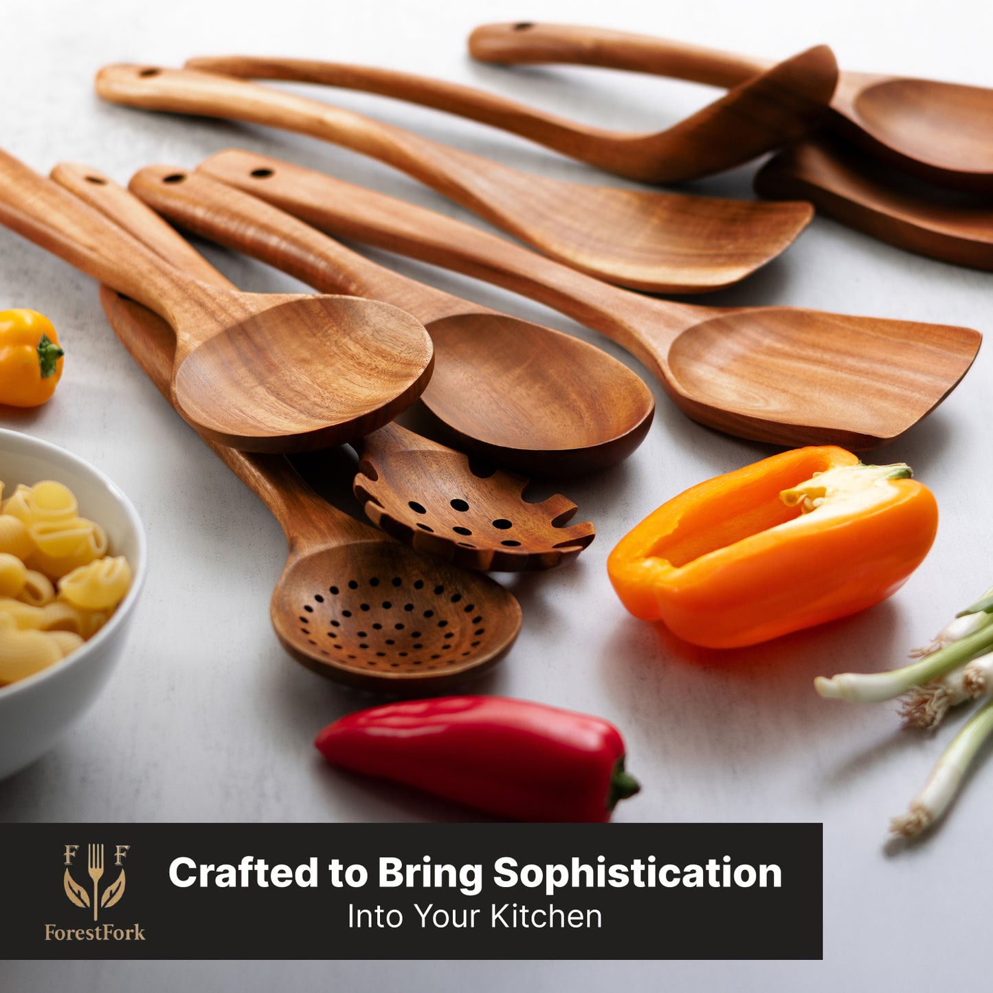 9-Piece Teak Wood Utensils set