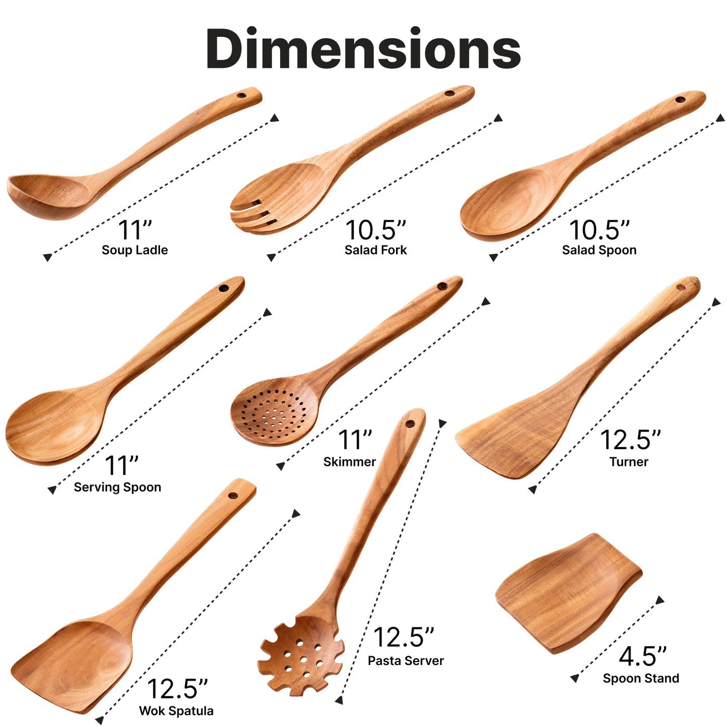 9-Piece Teak Wood Utensils set