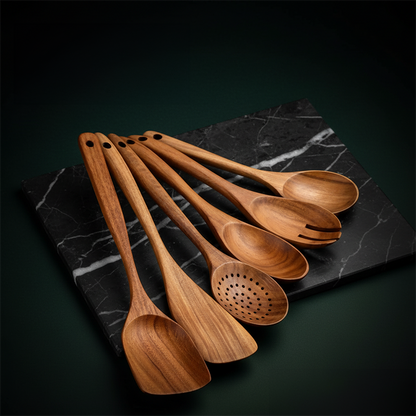 6 piece Teak wooden utensils