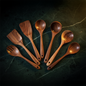 7 piece Teak wood cooking spoons set.