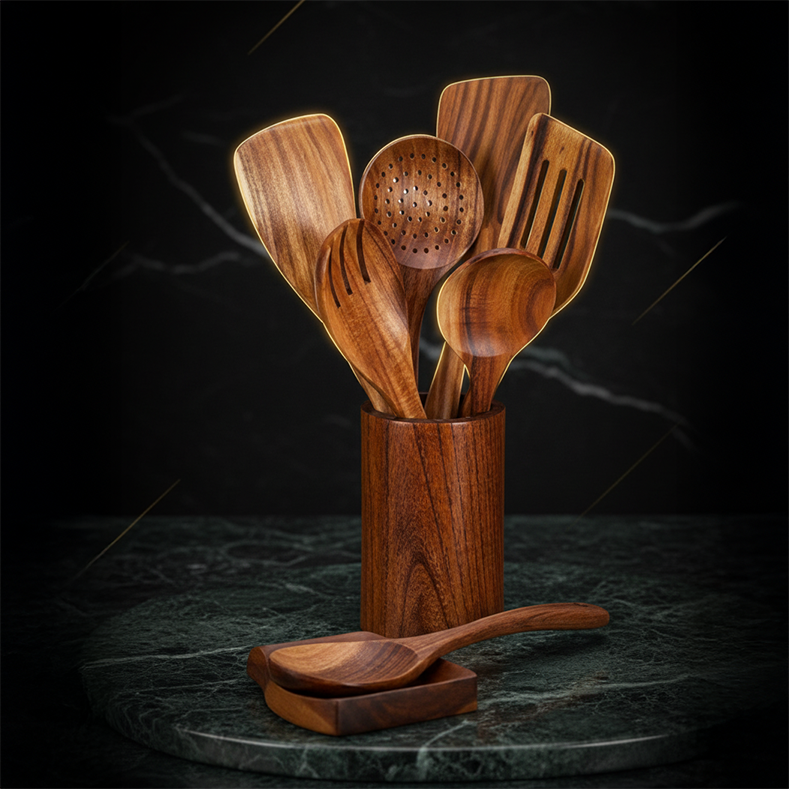 9-Piece Teak Wood Utensils set