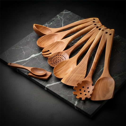 9-Piece Teak Wood Utensils set